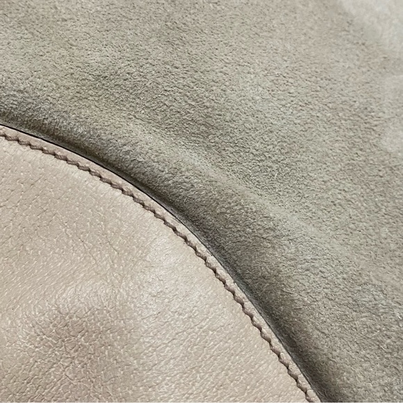 Vintage Authentic GUCCI Hasler Horsebit Suede Pale Green/Beige Large Hobo Bag - Picture 7 of 16